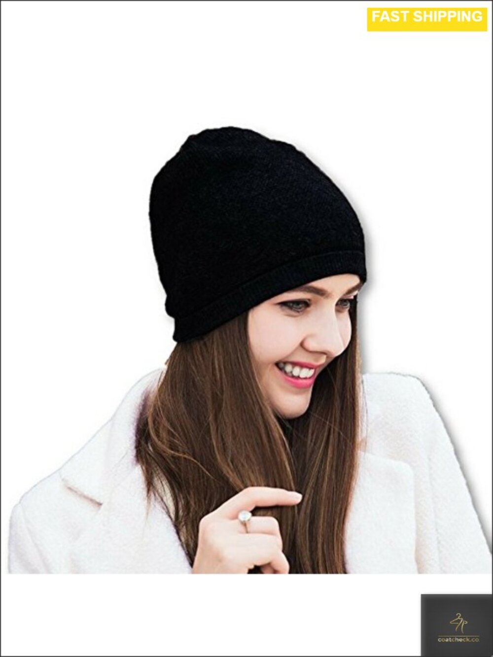 100% Cashmere Beanie Oversized Slouchy Winter Hat Gift Box Women